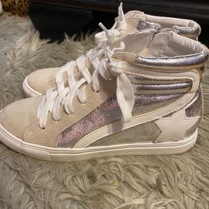 high top metallic star sneakers